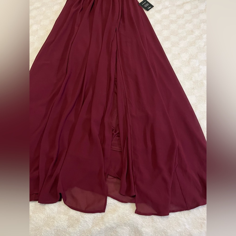 Lulus Heavenly Hues Burgundy Maxi Dress • Large - Picture 3 of 16